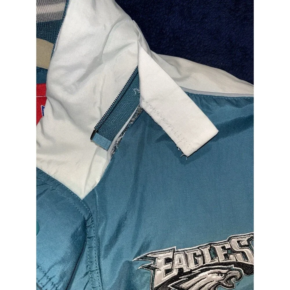 Vintage Philadelphia Eagles Hoodie Chalk Line Midnight Green Jacket Size L